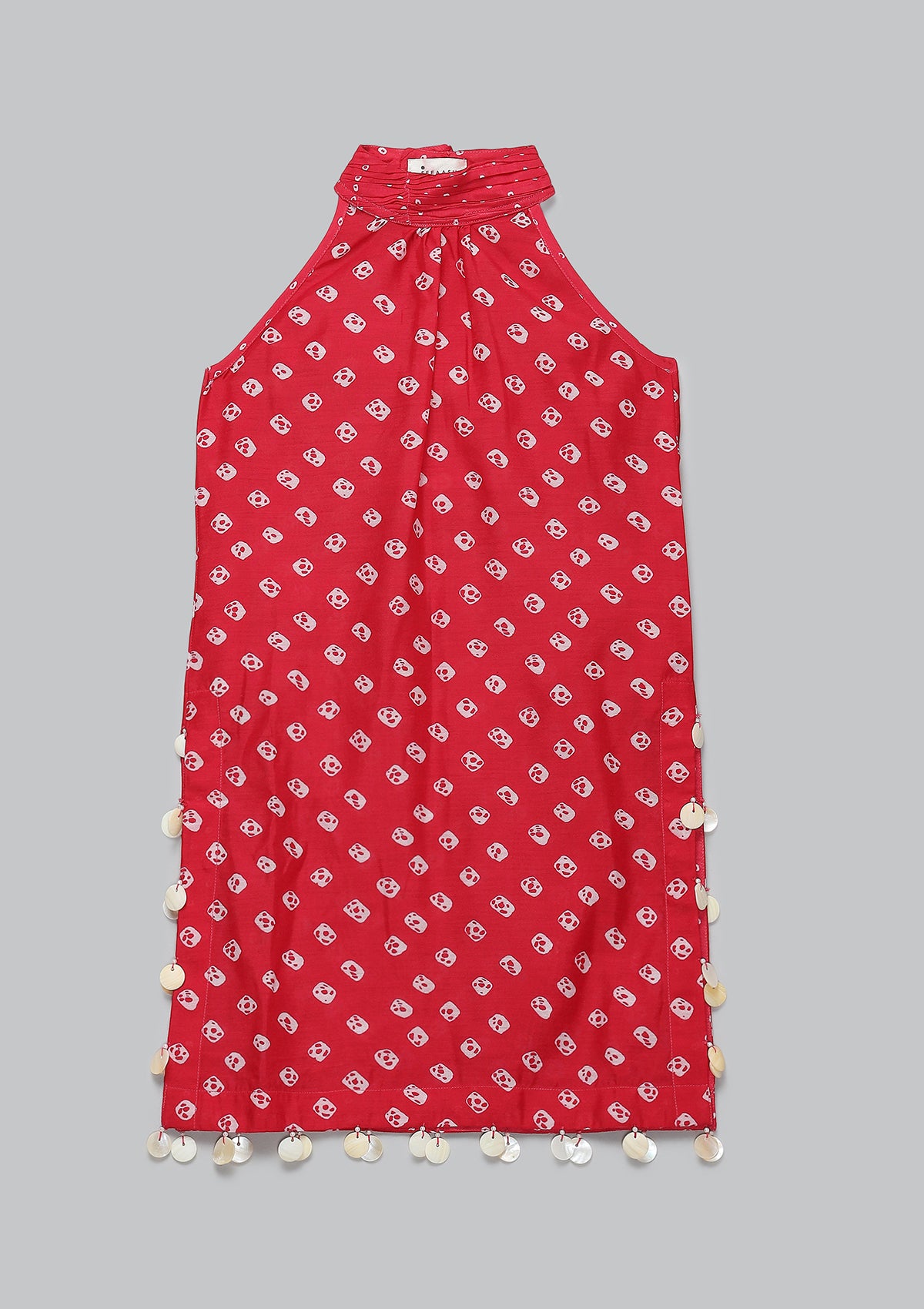 Kids Cherry Bandhani Halter Tunic Set