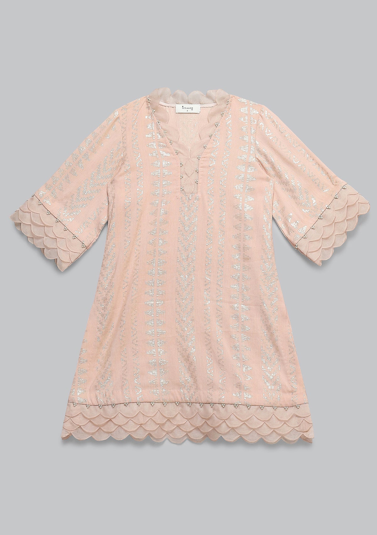 Kids Blush Scallop Kurta Set