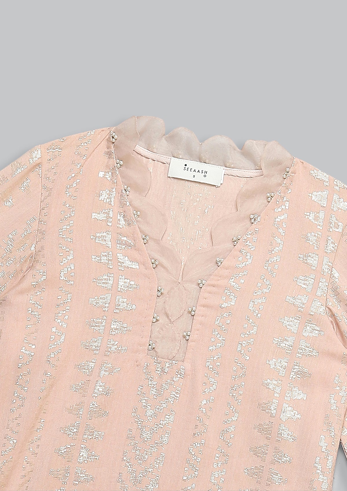 Kids Blush Scallop Kurta Set