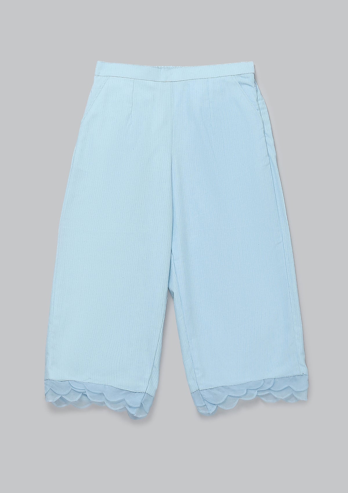Kids Powder Blue Scallop Kurta Set