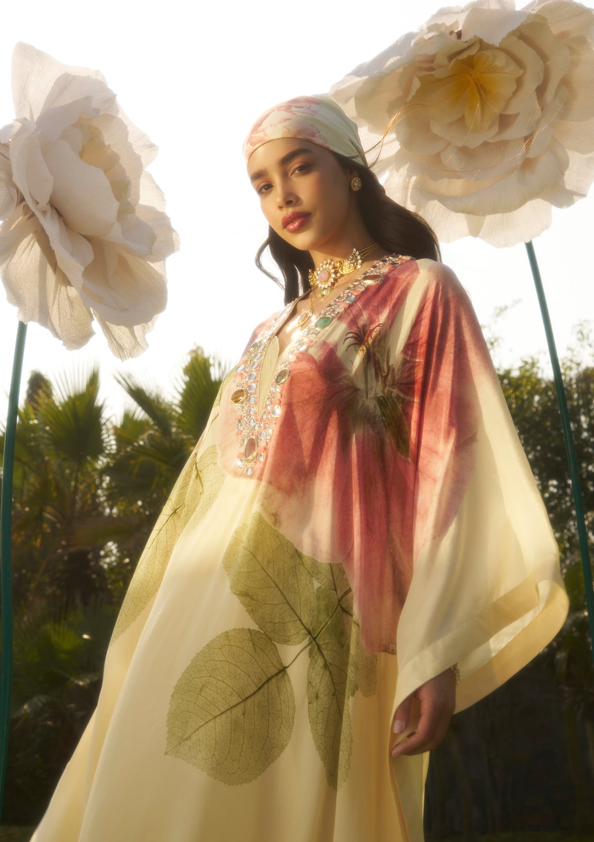 Saira Ivory Kaftan and Skirt Set