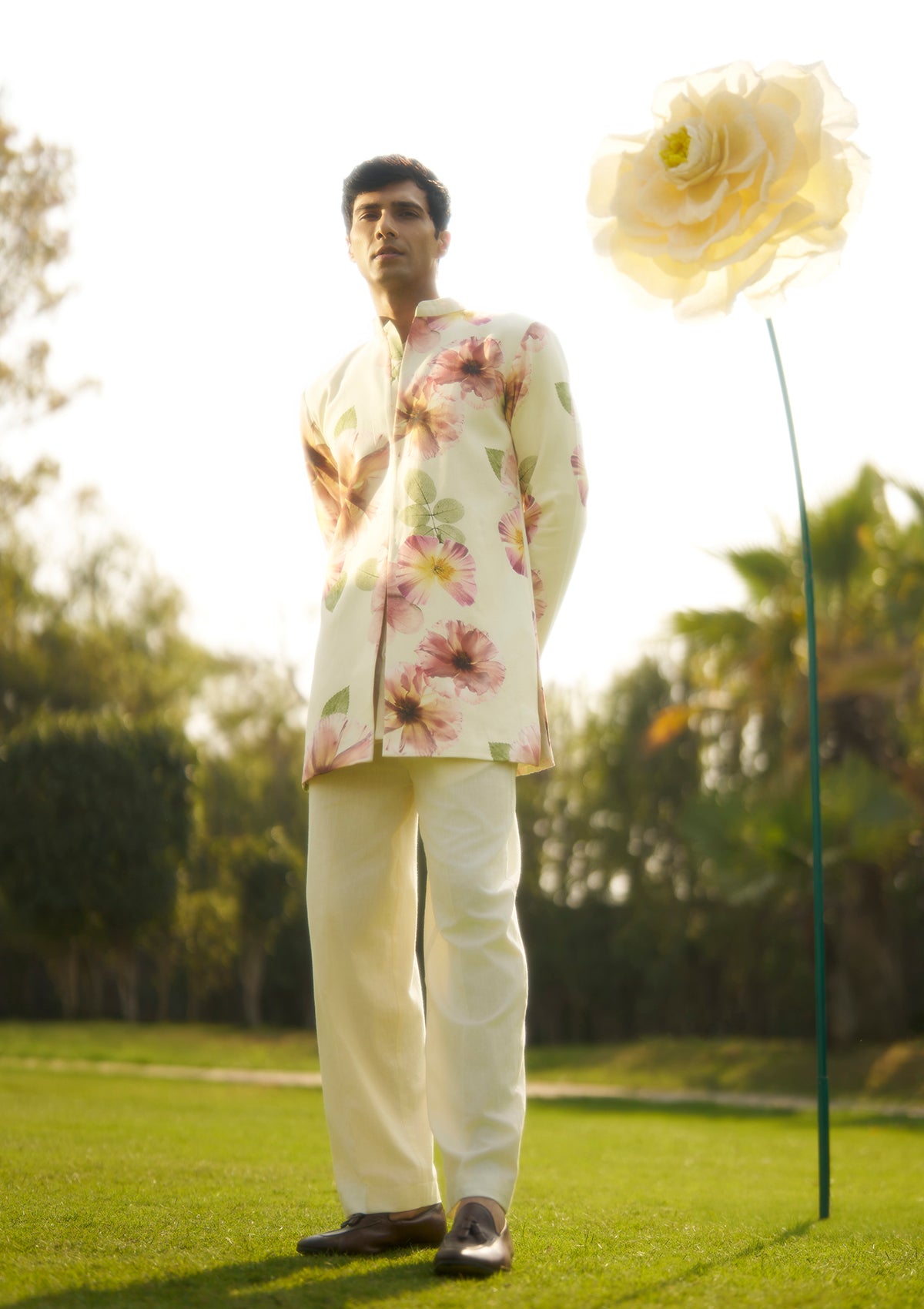 Suhani Ivory Bandhgala Trio Set
