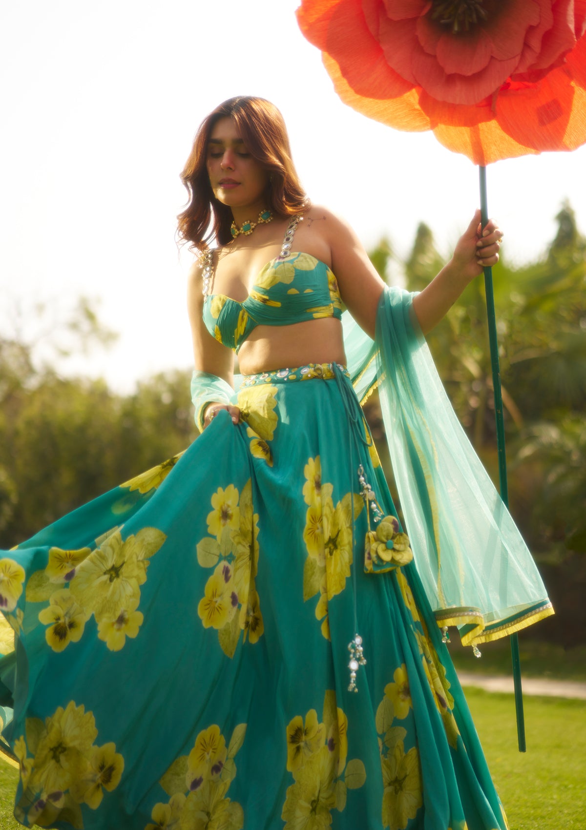 Mira Teal Lehenga Set