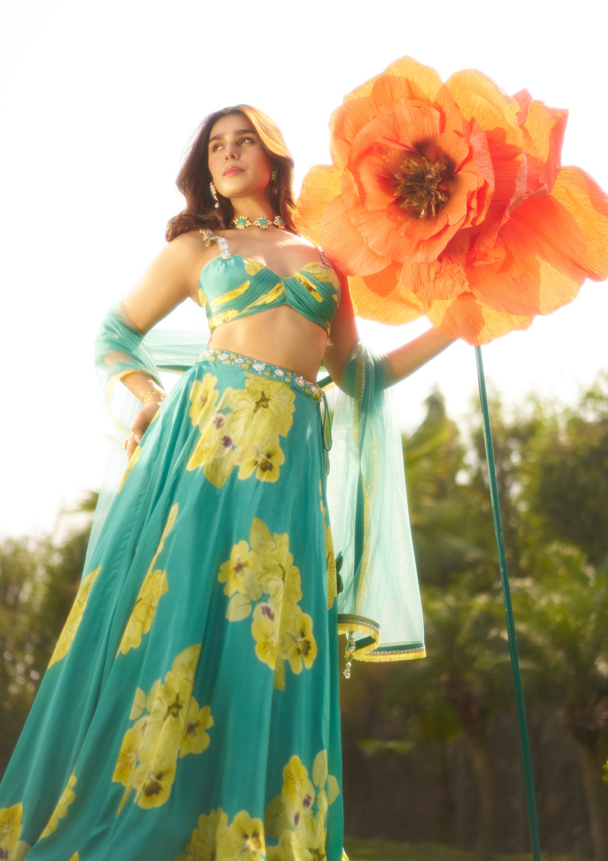 Mira Teal Lehenga Set