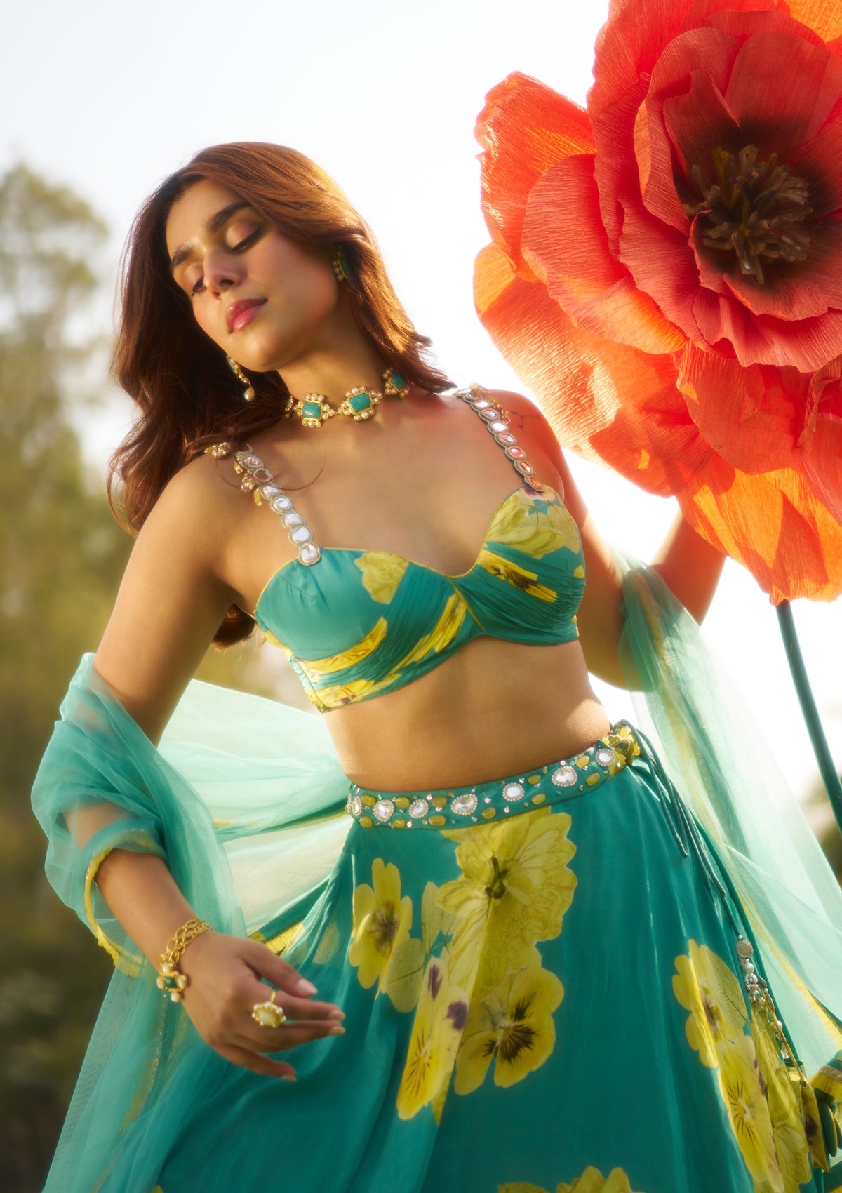 Mira Teal Lehenga Set