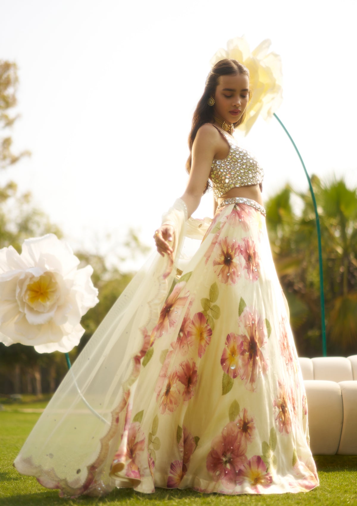 Soha Ali Khan in Suhani Ivory Lehenga Set