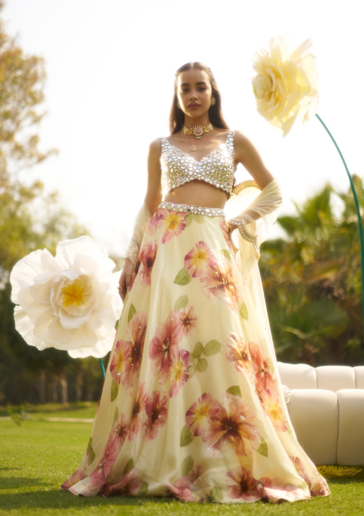 Soha Ali Khan in Suhani Ivory Lehenga Set