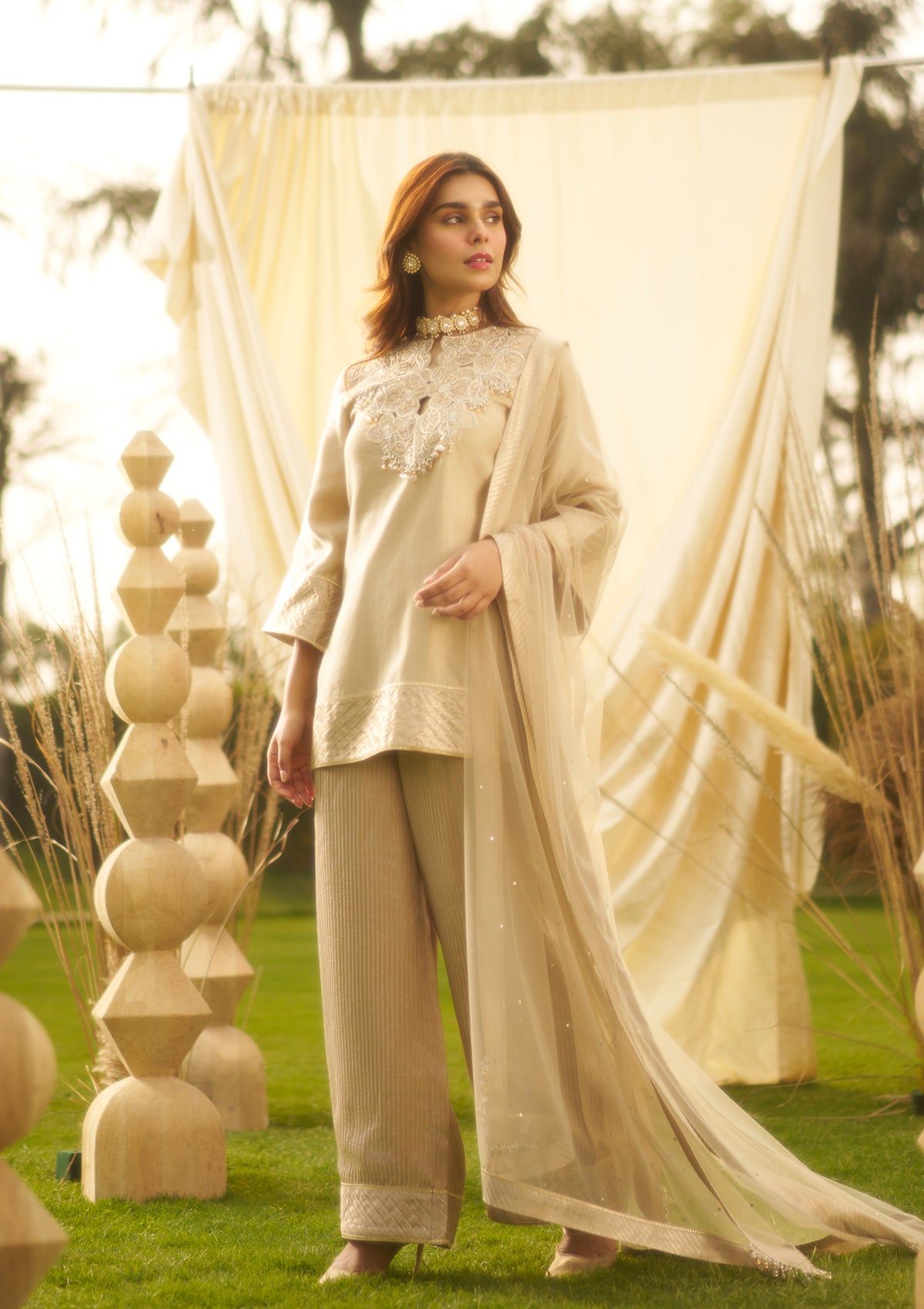 Ivory Embellished Kurta Set