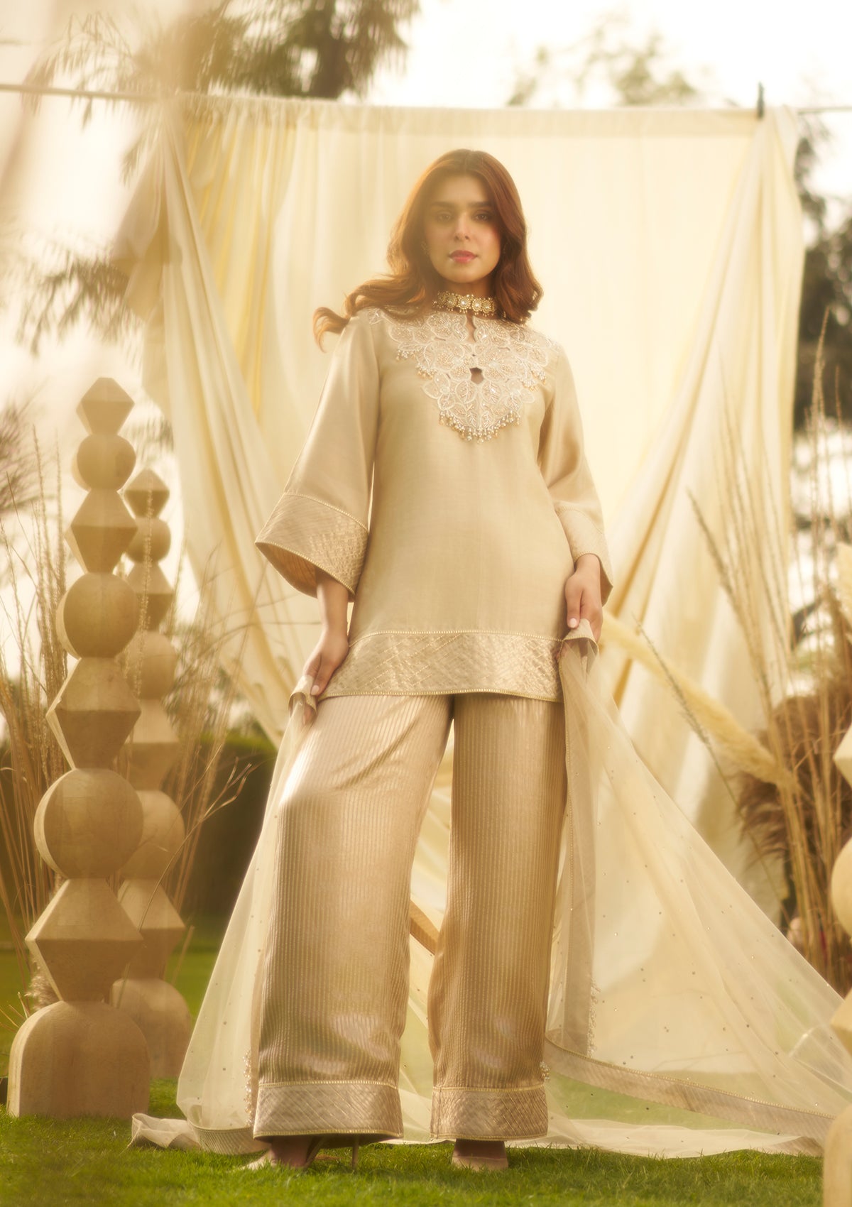 Ivory Embellished Kurta Set