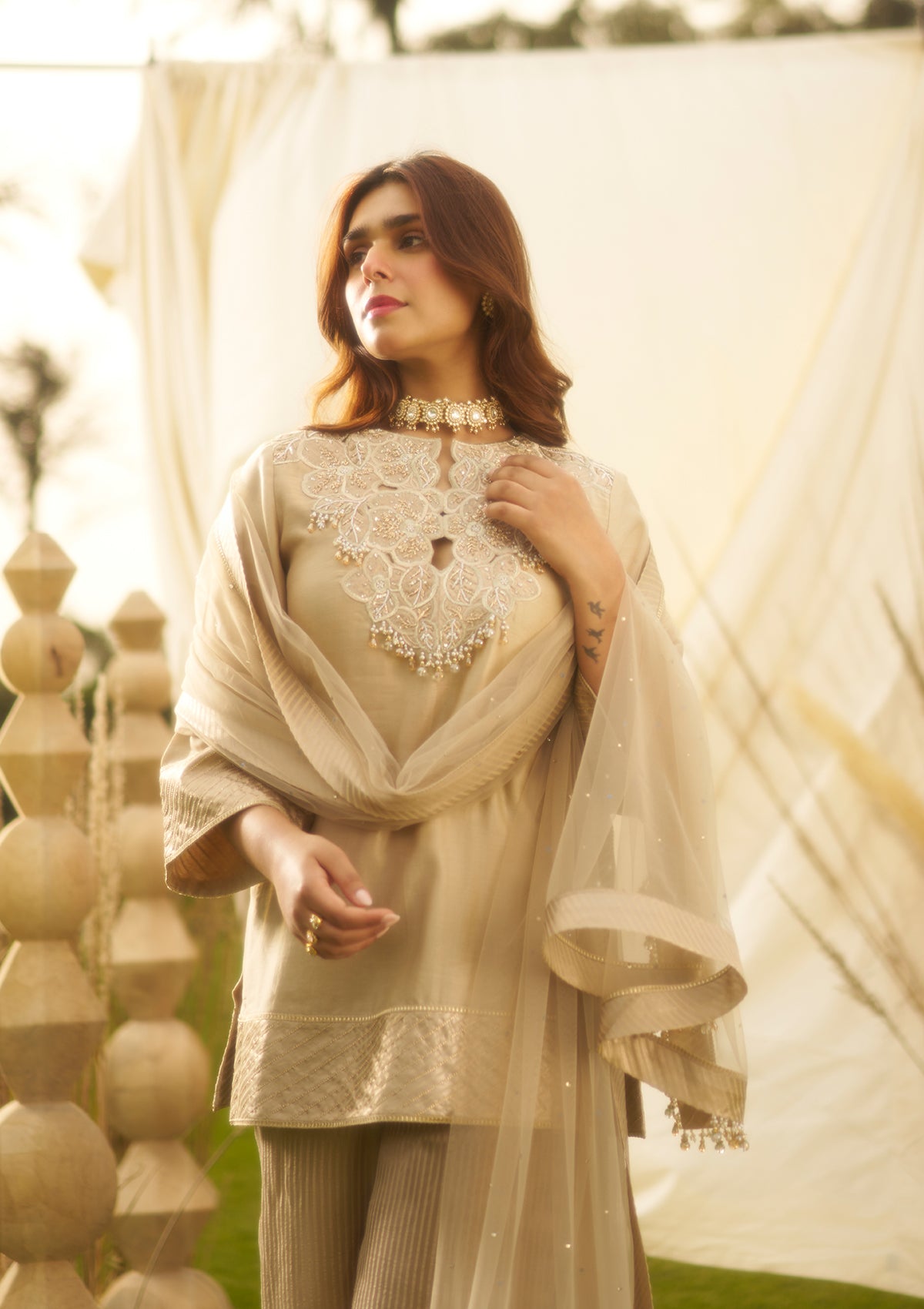 Ivory Embellished Kurta Set