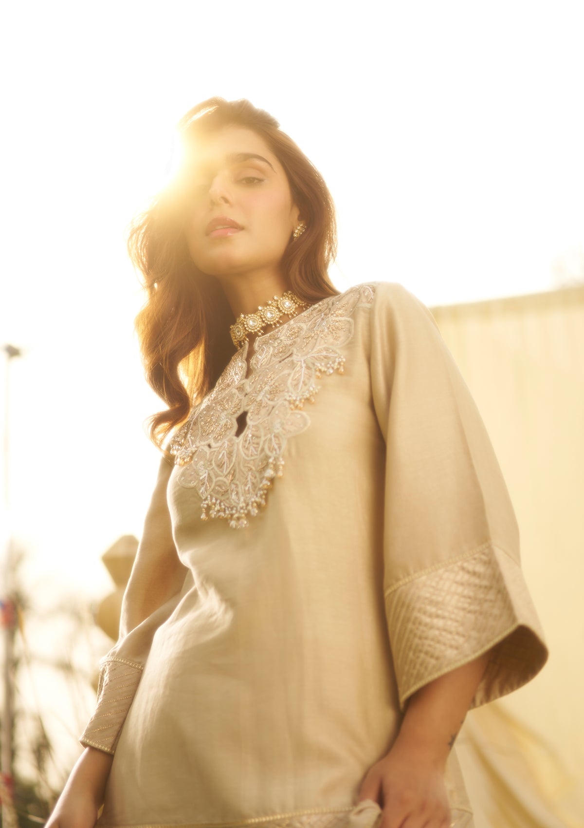 Ivory Embellished Kurta Set