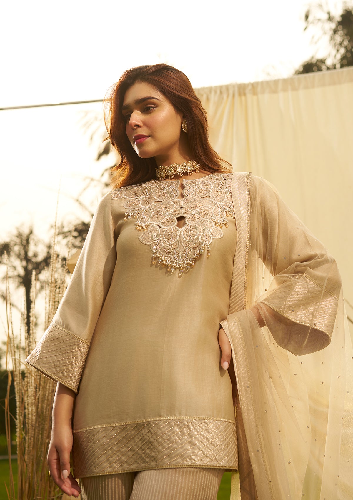 Ivory Embellished Kurta Set