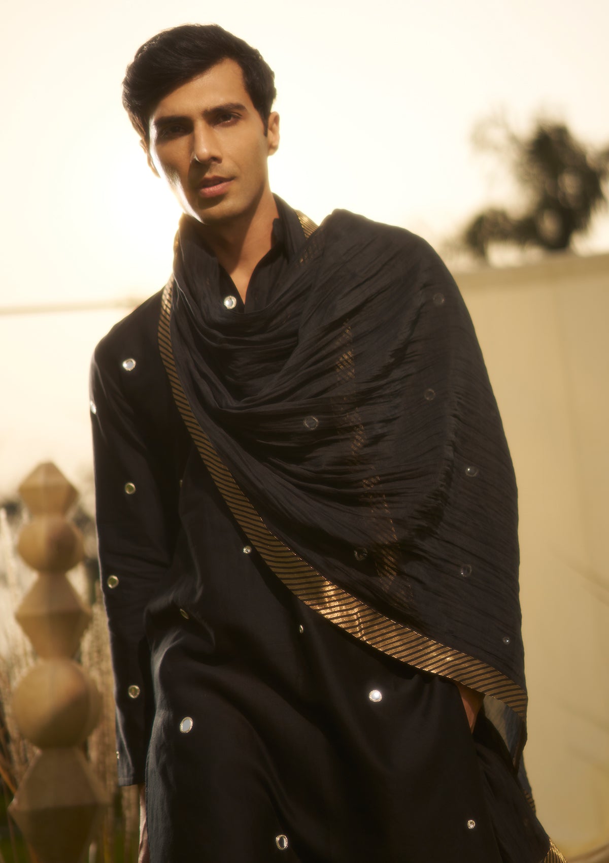 Black Polki Kurta Set