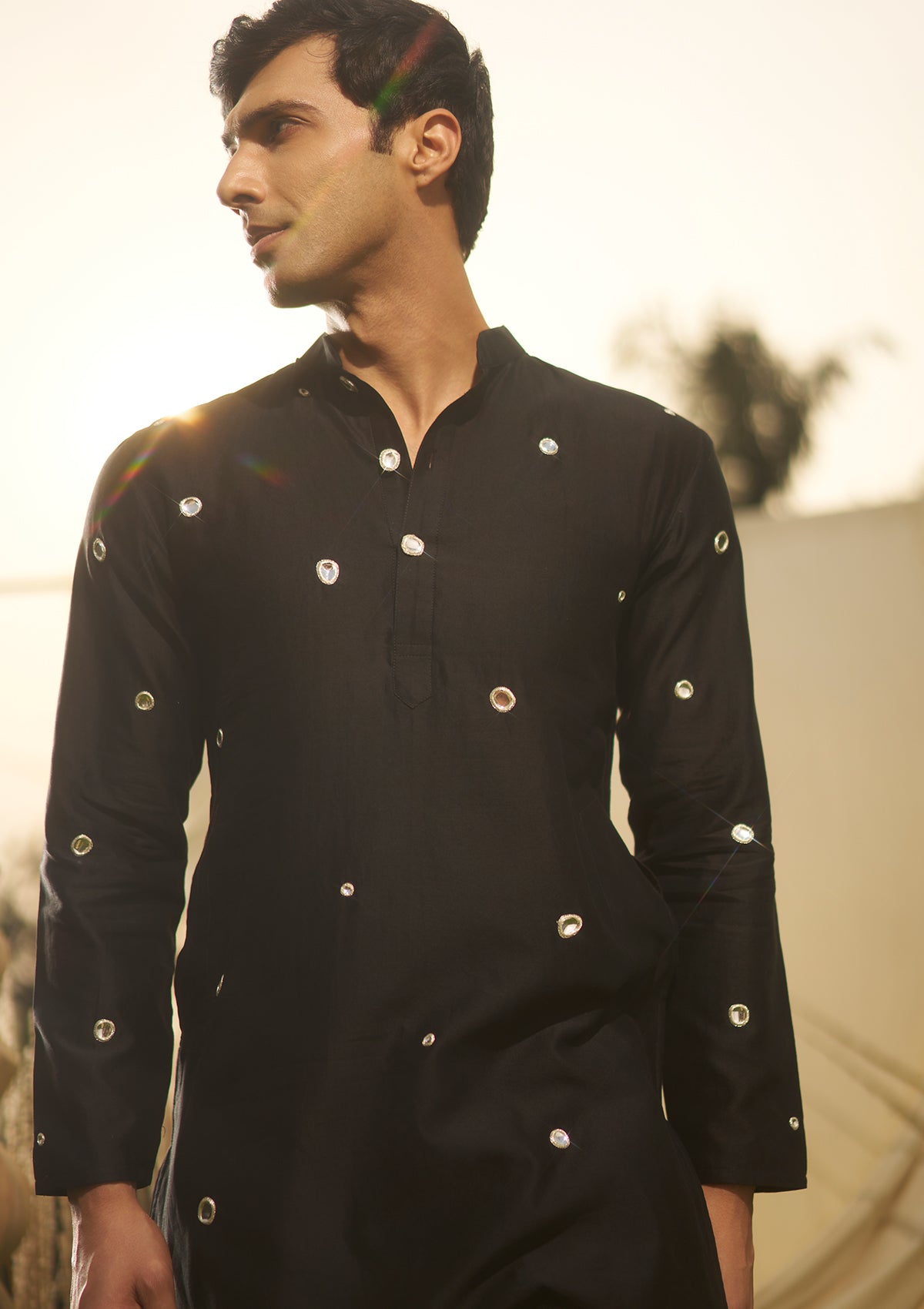 Black Polki Kurta Set