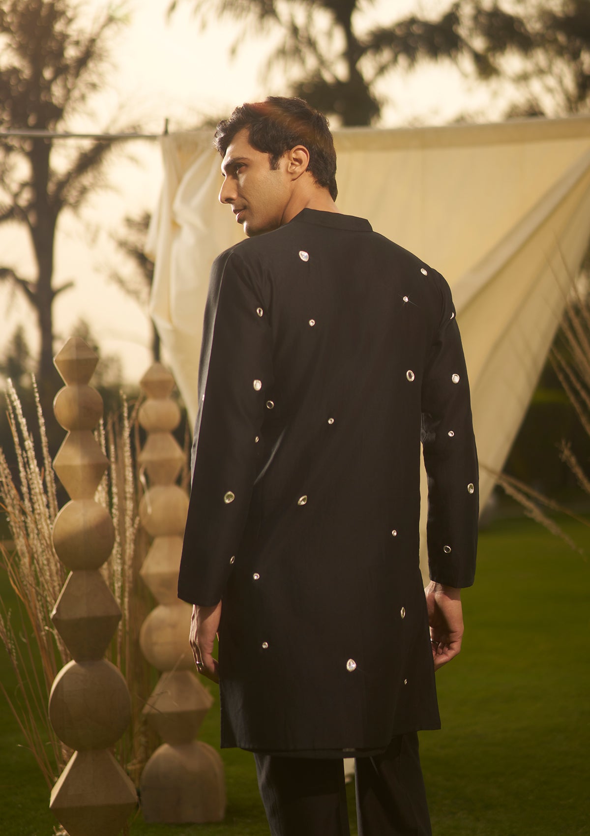 Black Polki Kurta Set