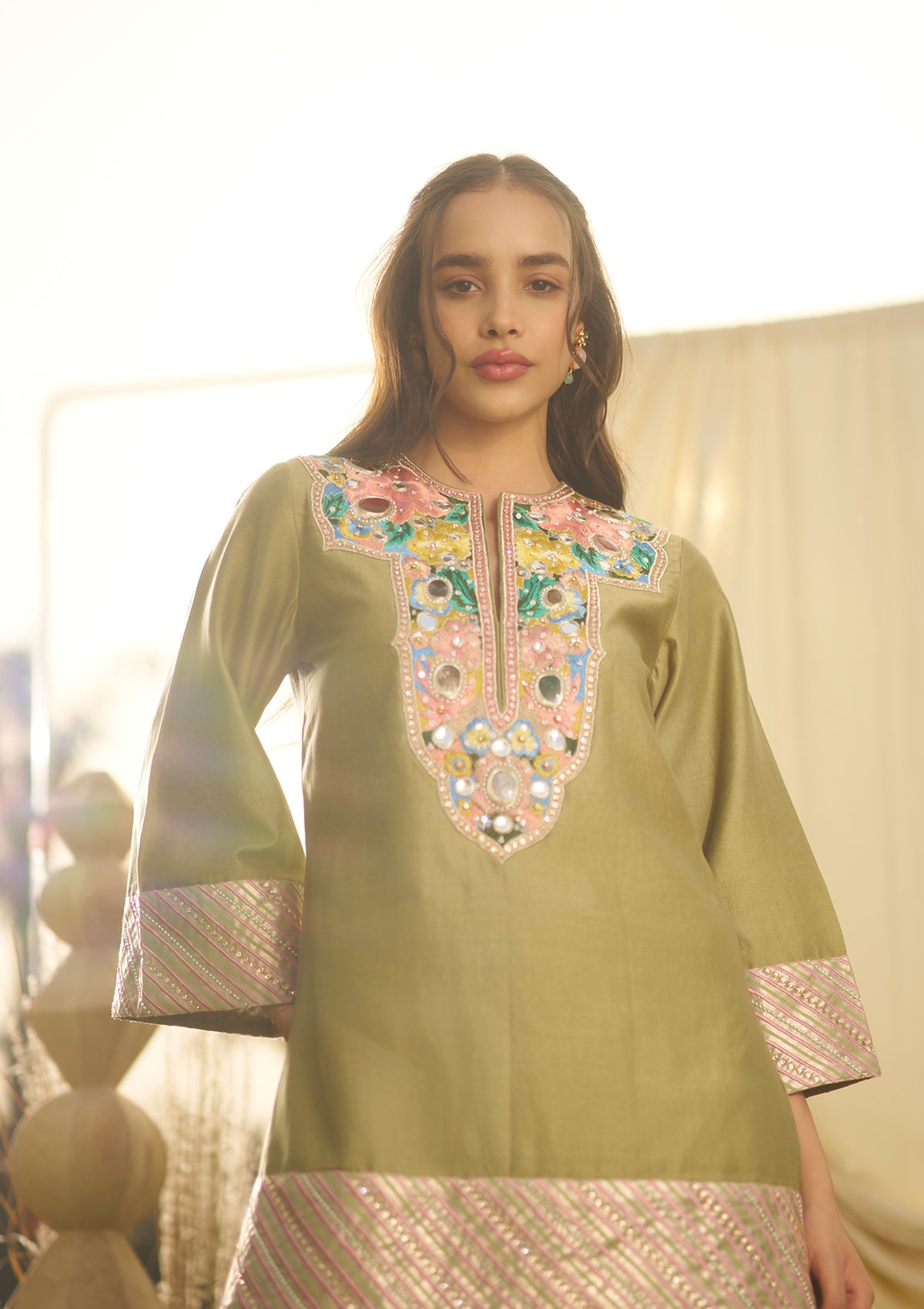 Sage Embellished Sharara Set