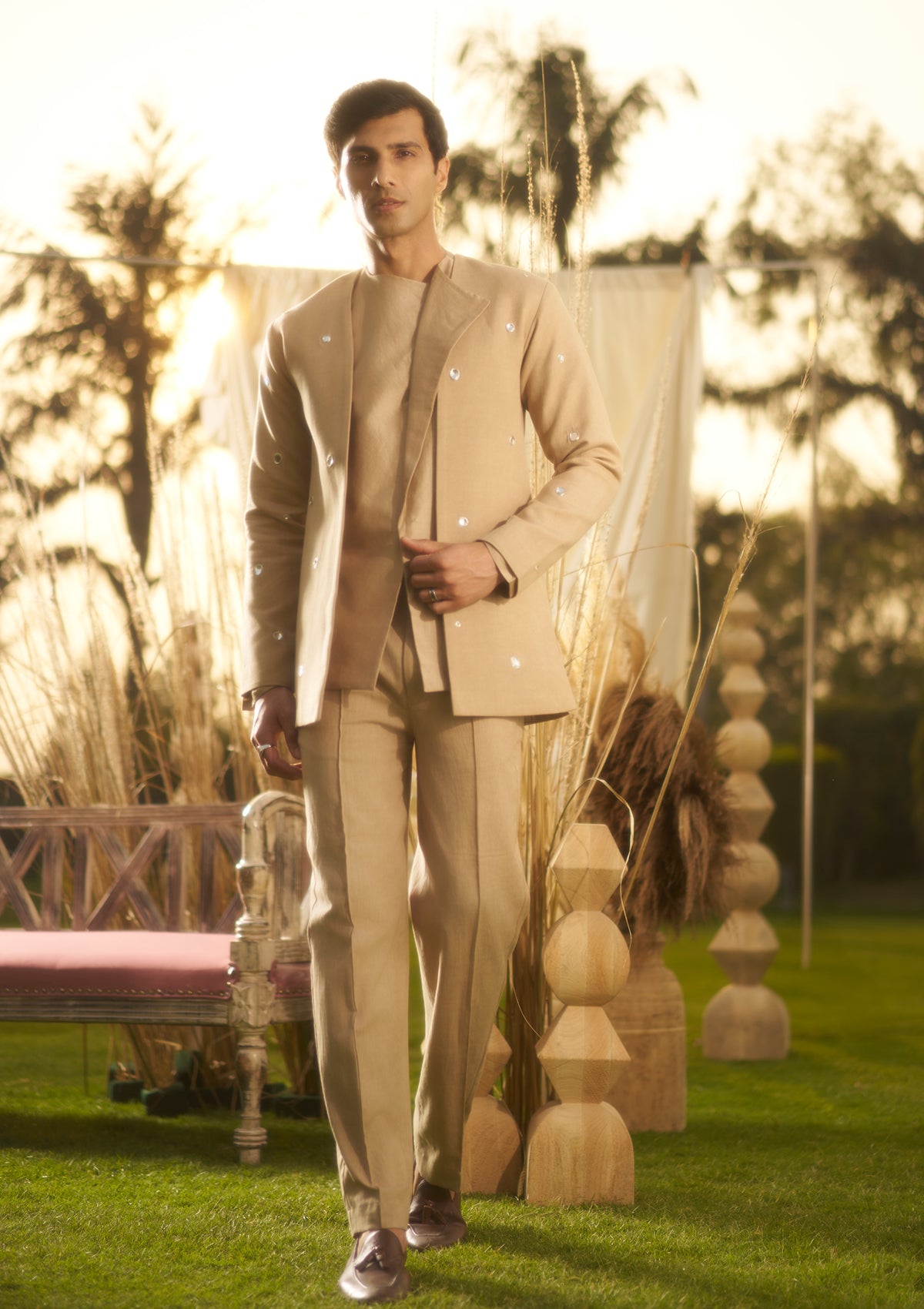 Cream Jacket Trio Set