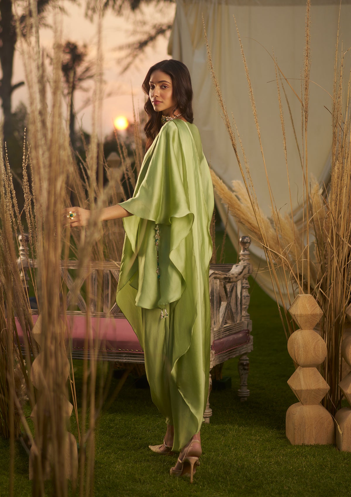 Sage Draped Saree set