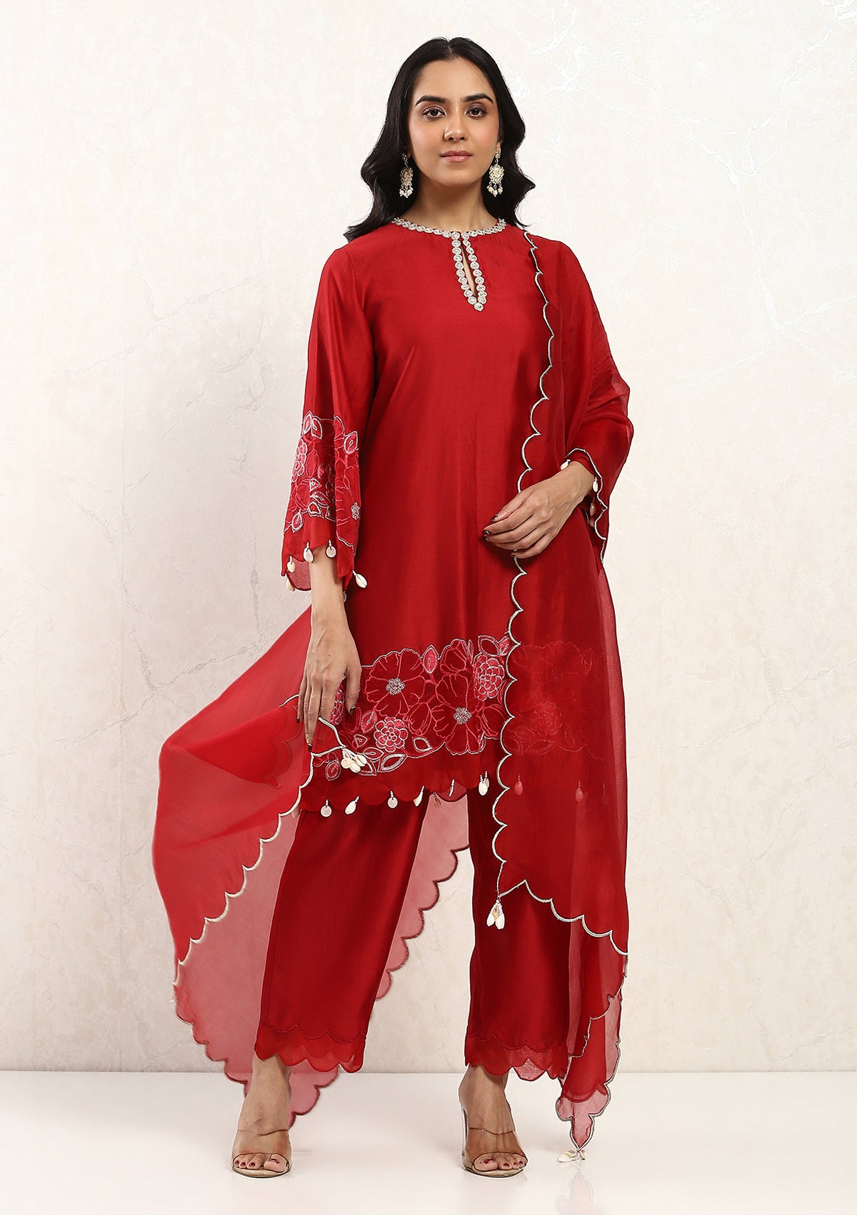 Crimson Applique Kurta Set