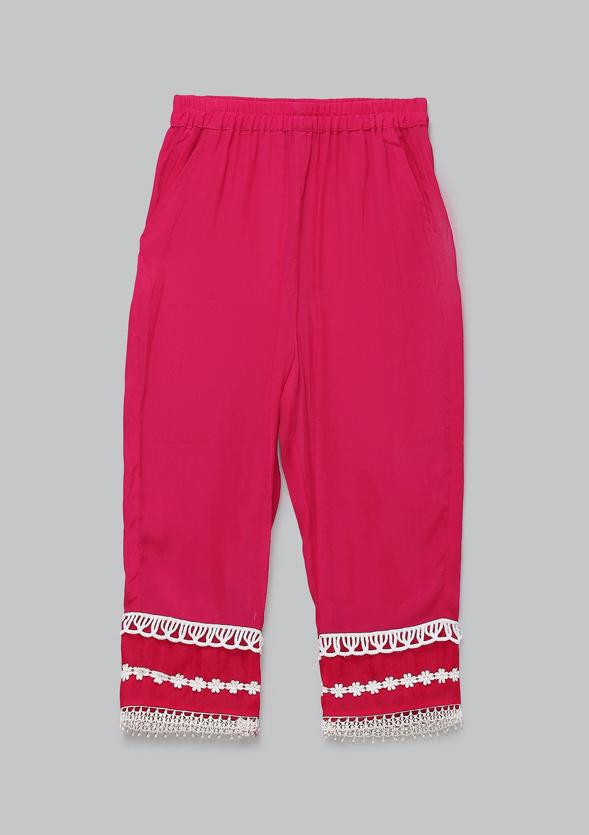 Kids Peony Scalloped Lace Kurta Set