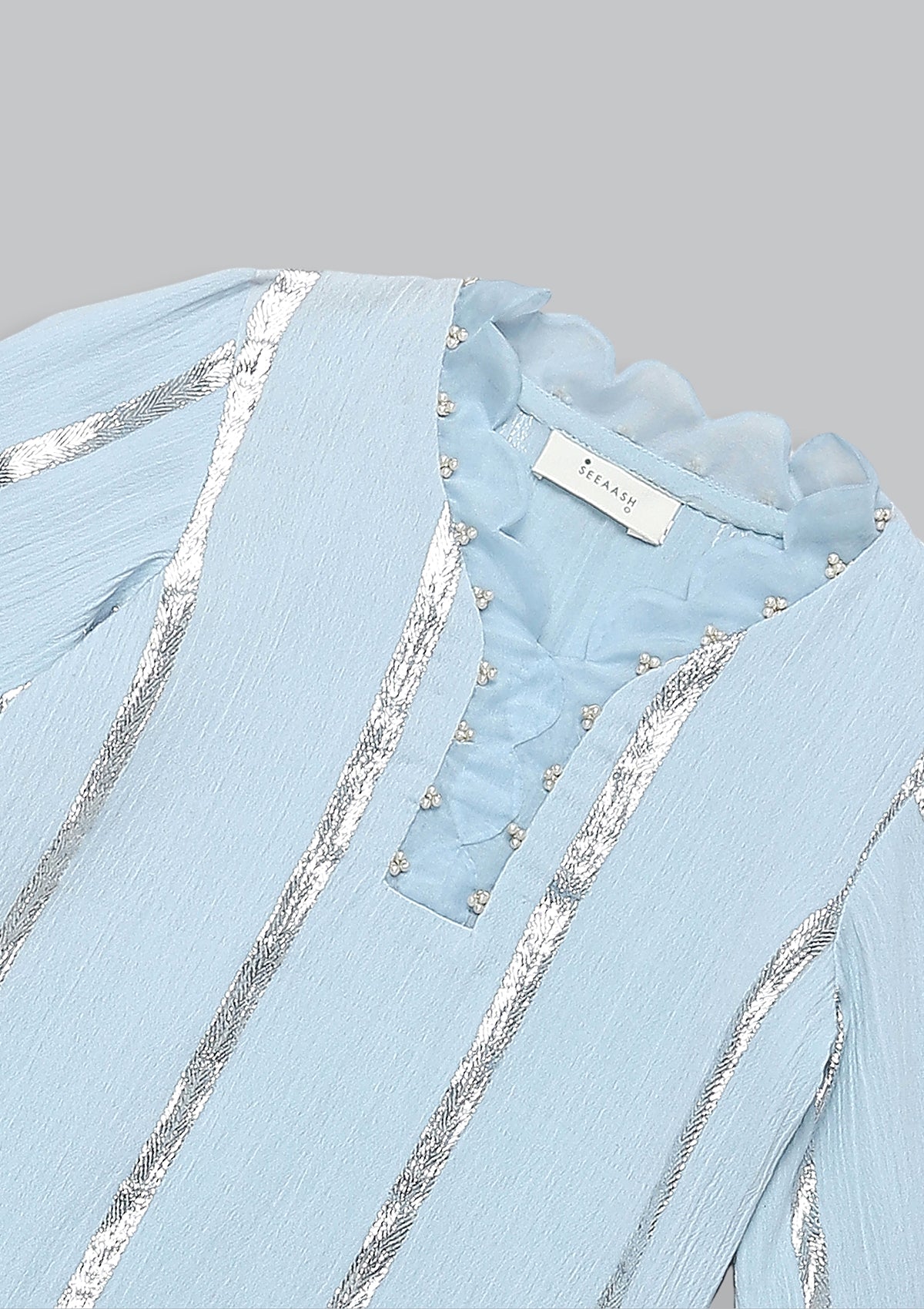 Kids Powder Blue Scallop Kurta Set