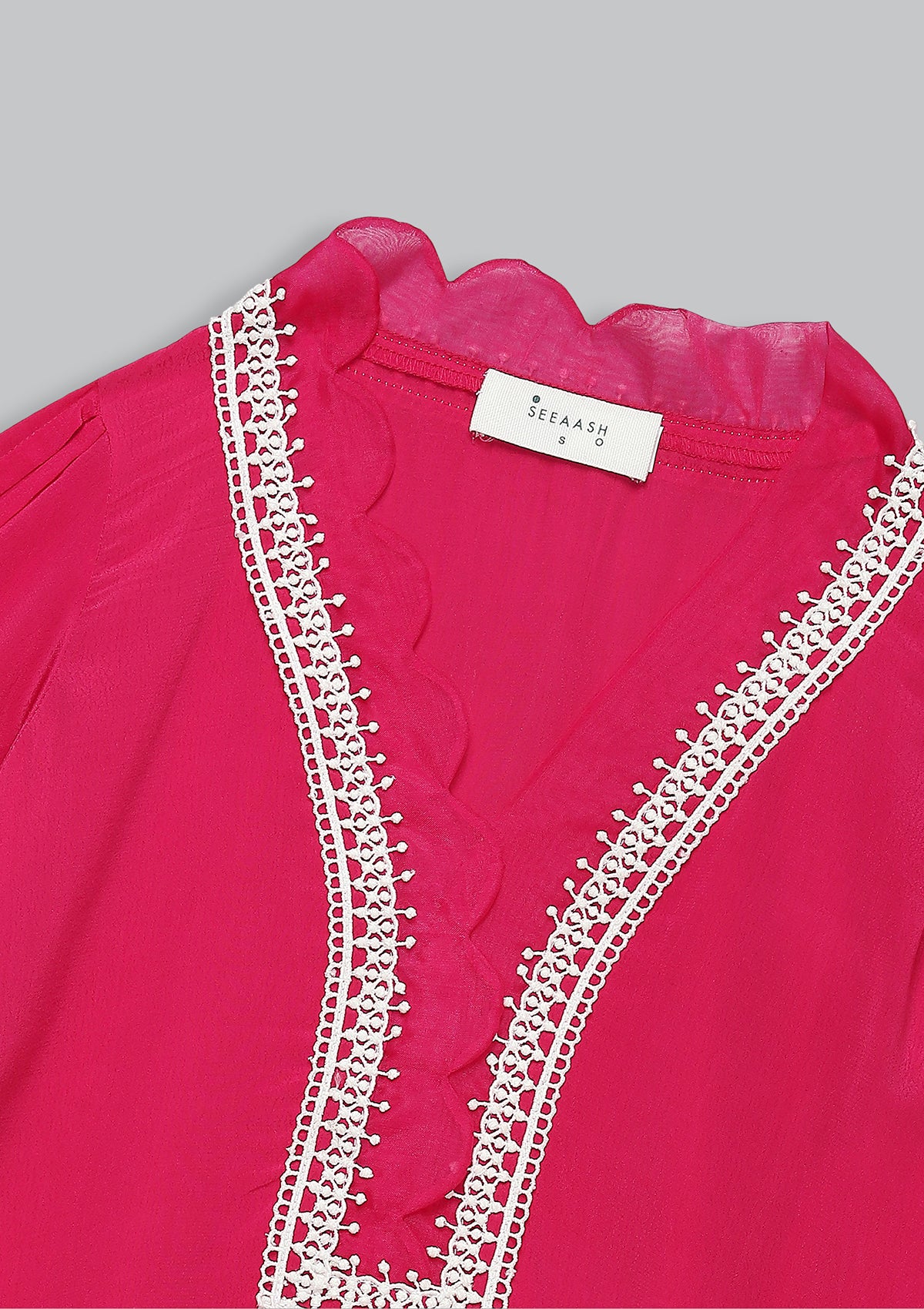 Kids Peony Scalloped Lace Kurta Set