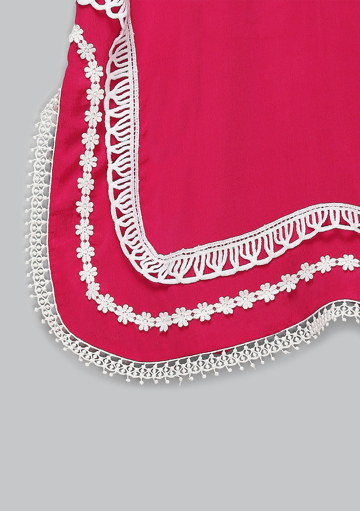 Kids Peony Scalloped Lace Kurta Set