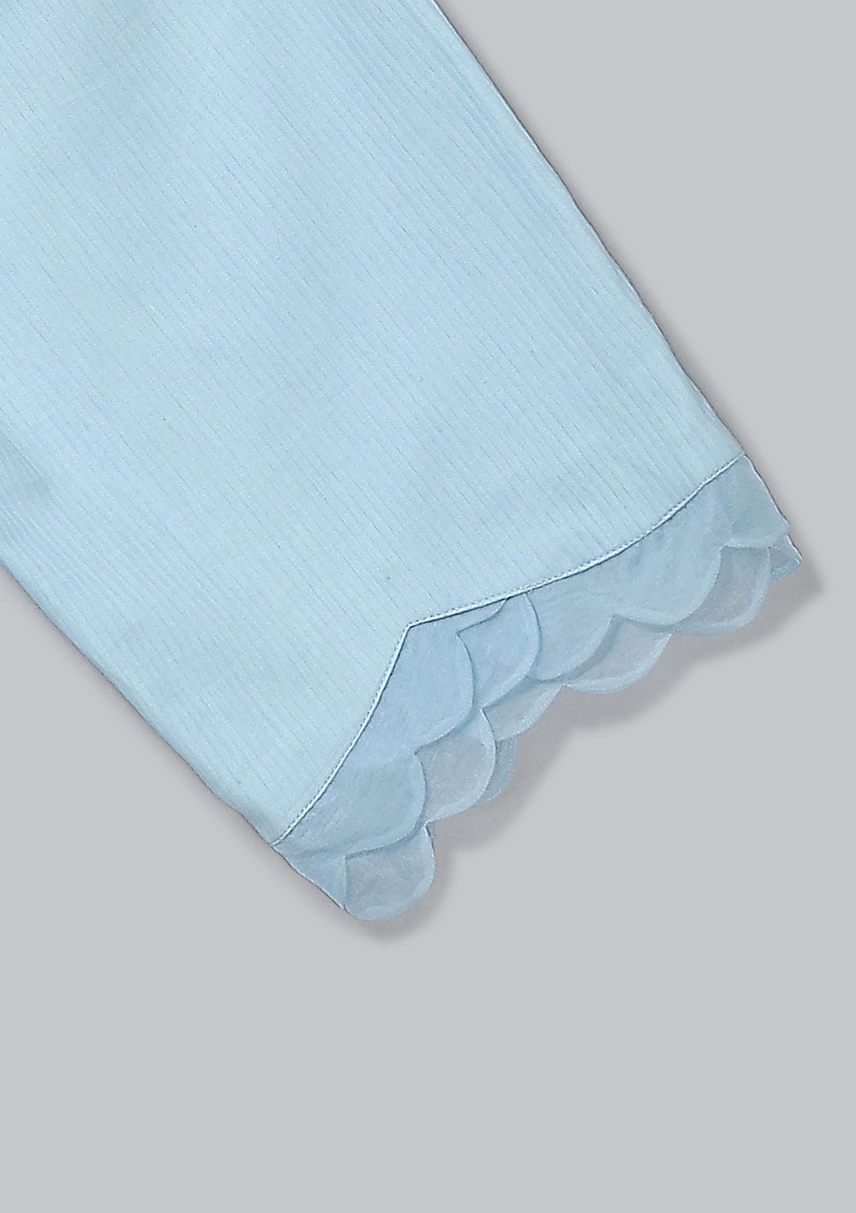 Kids Powder Blue Scallop Kurta Set