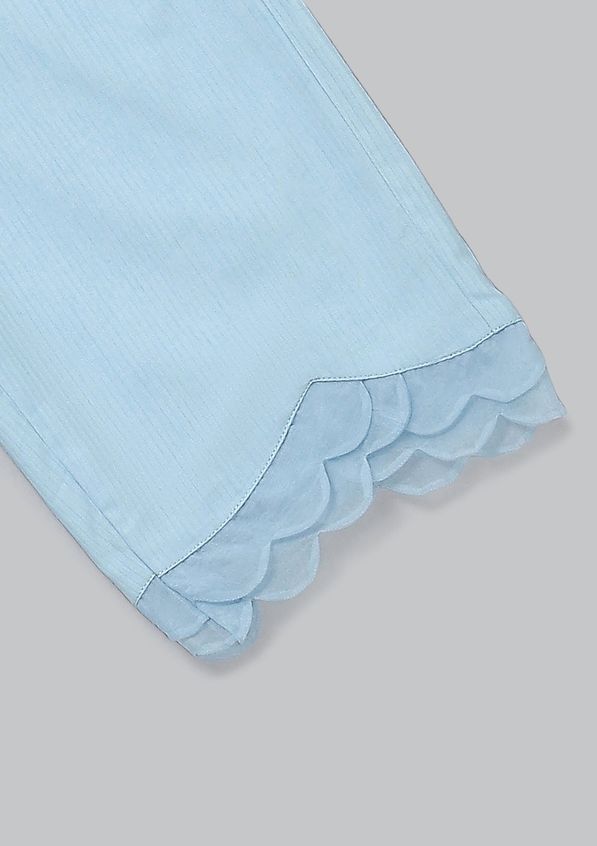 Kids Powder Blue Scallop Kurta Set