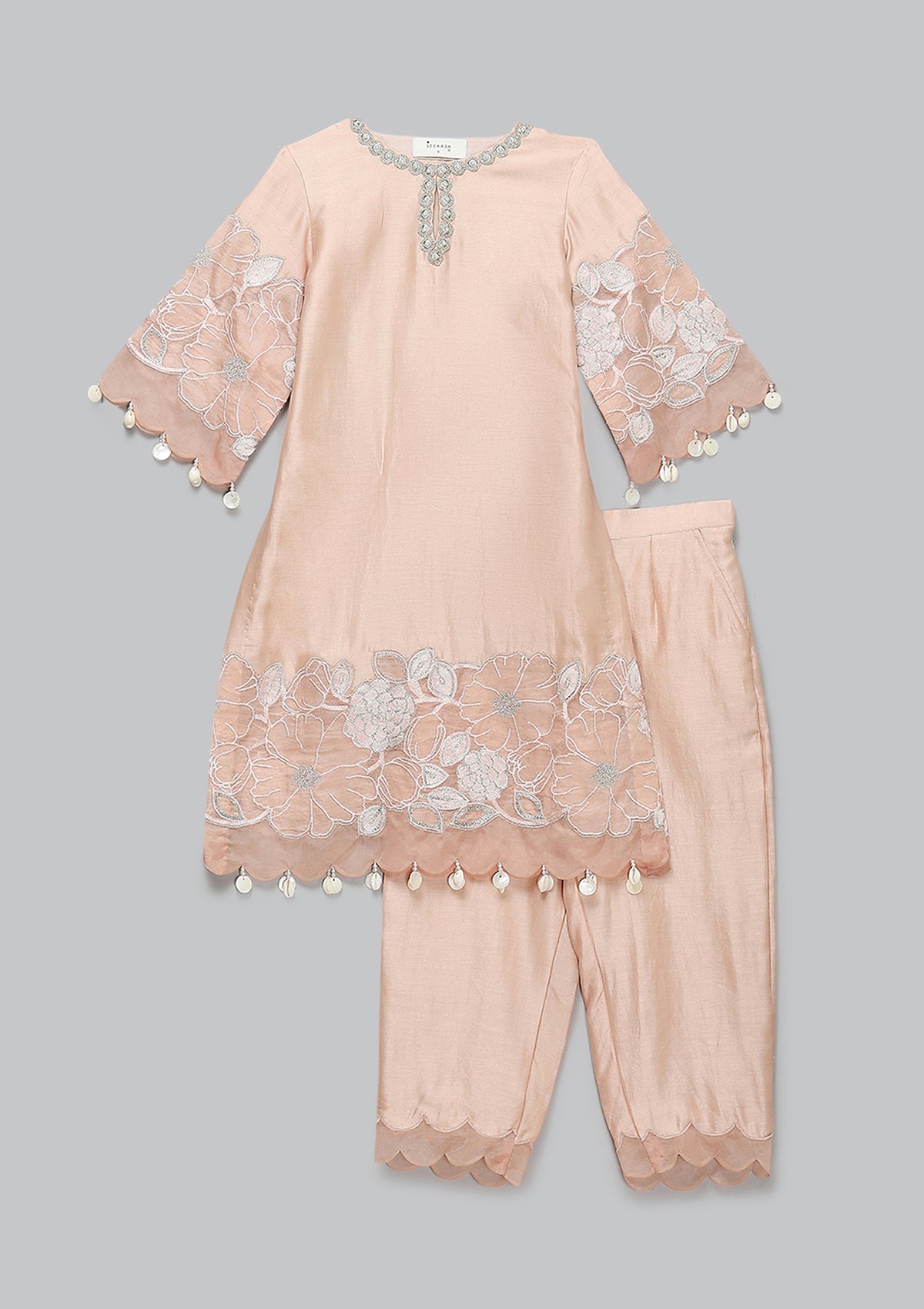 Kids Blush Applique Kurta Set