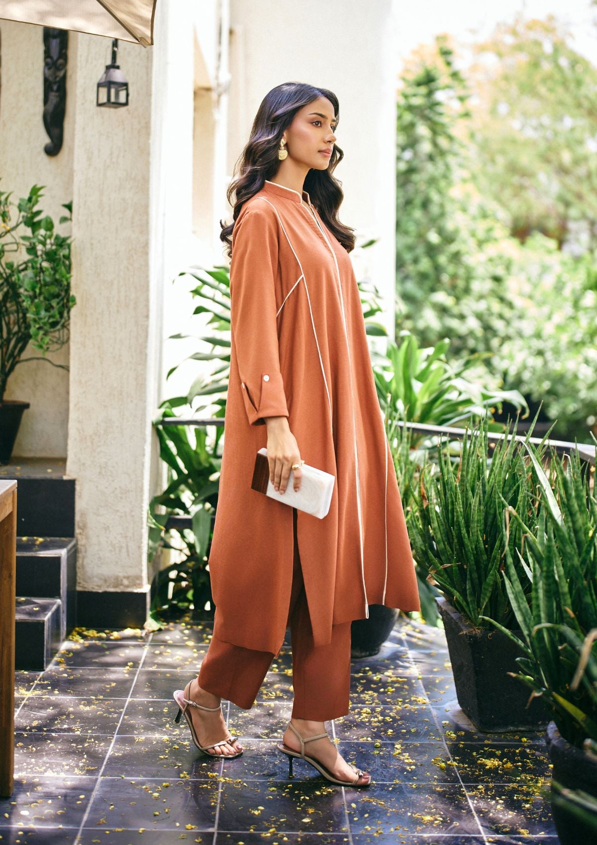 Terracotta Panelled Kurta Set
