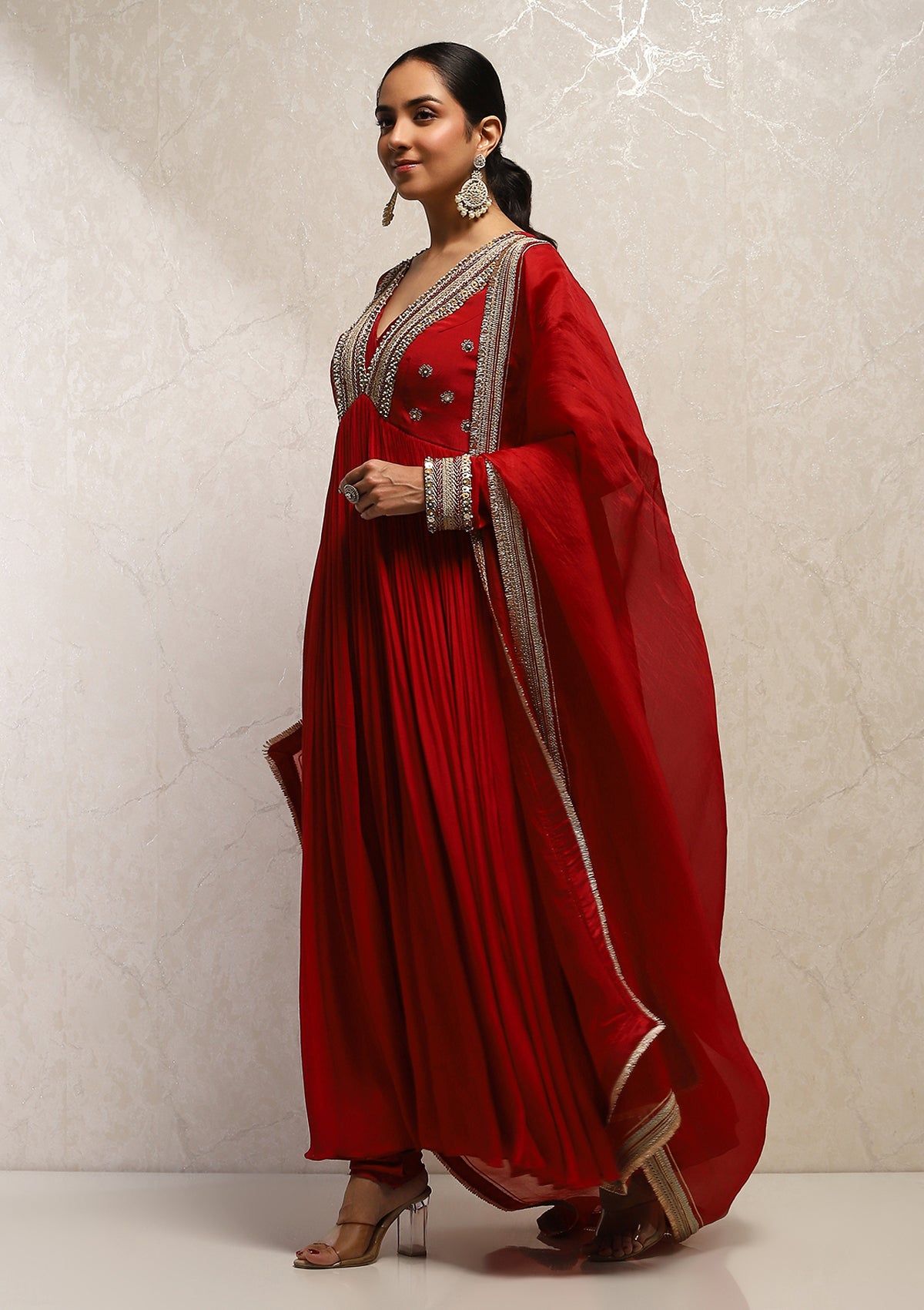 Crimson Anarkali set