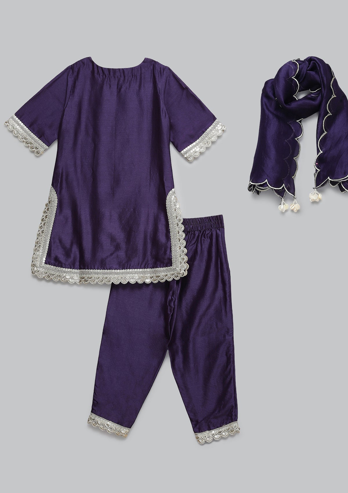 Kids Seher Orchid Scallop Kurta Set