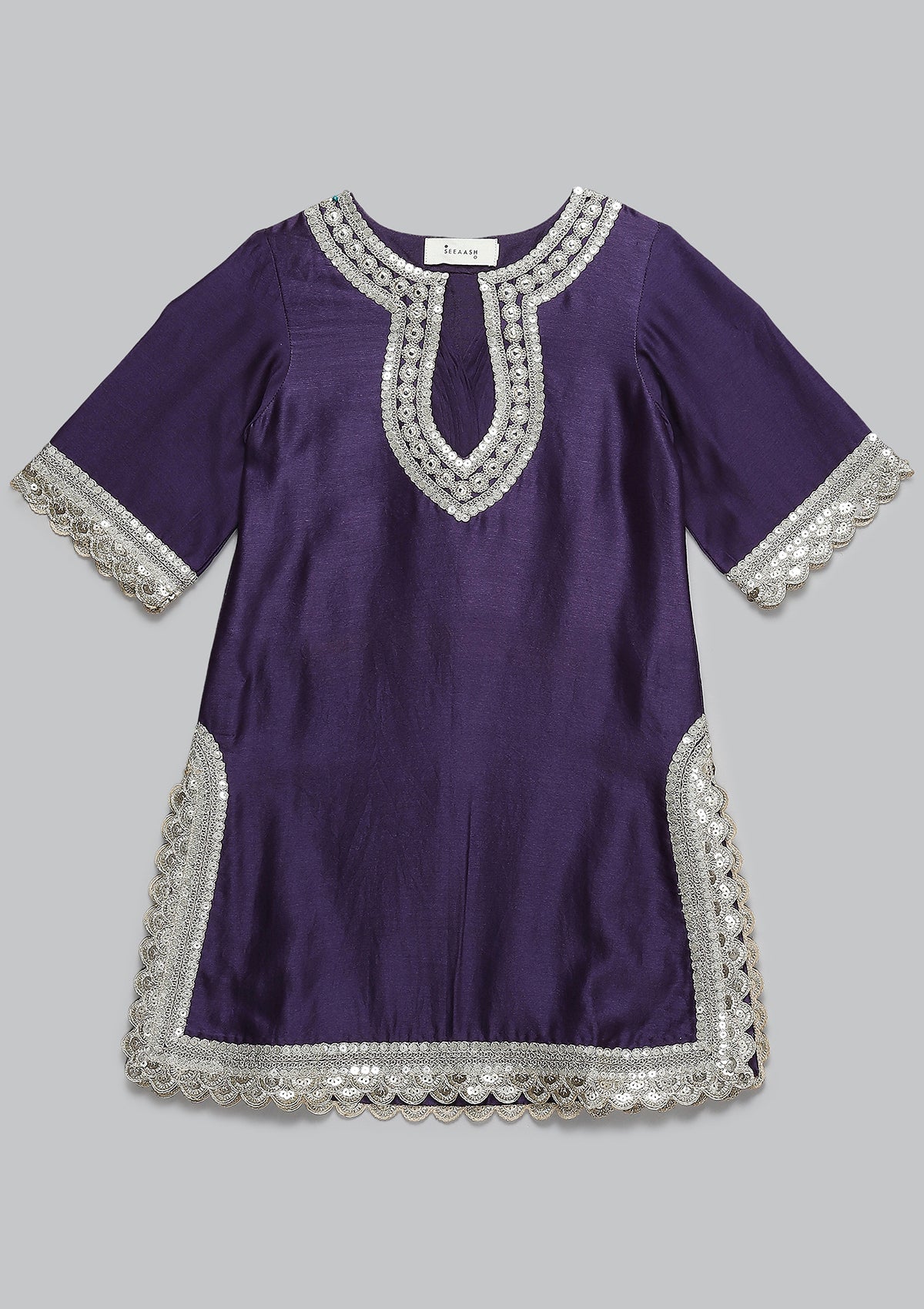 Kids Seher Orchid Scallop Kurta Set