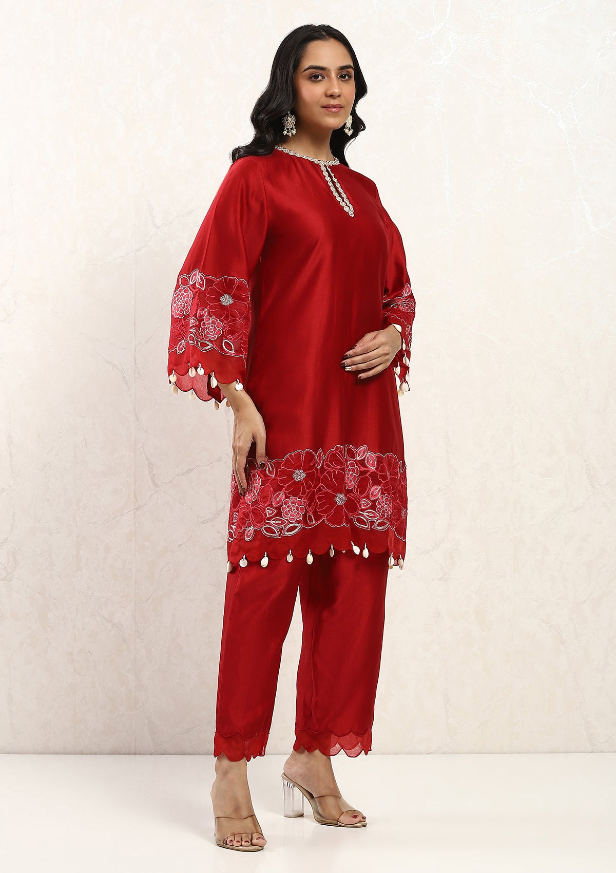 Crimson Applique Kurta Set