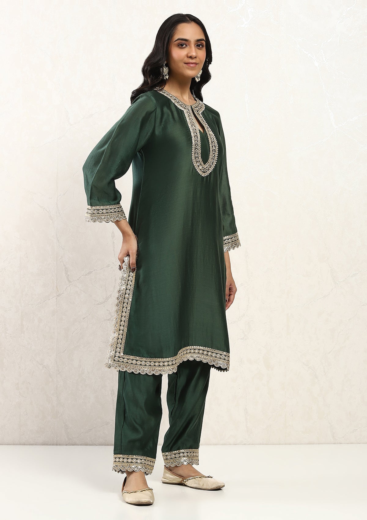 Emerald Scalloped Kurta Set
