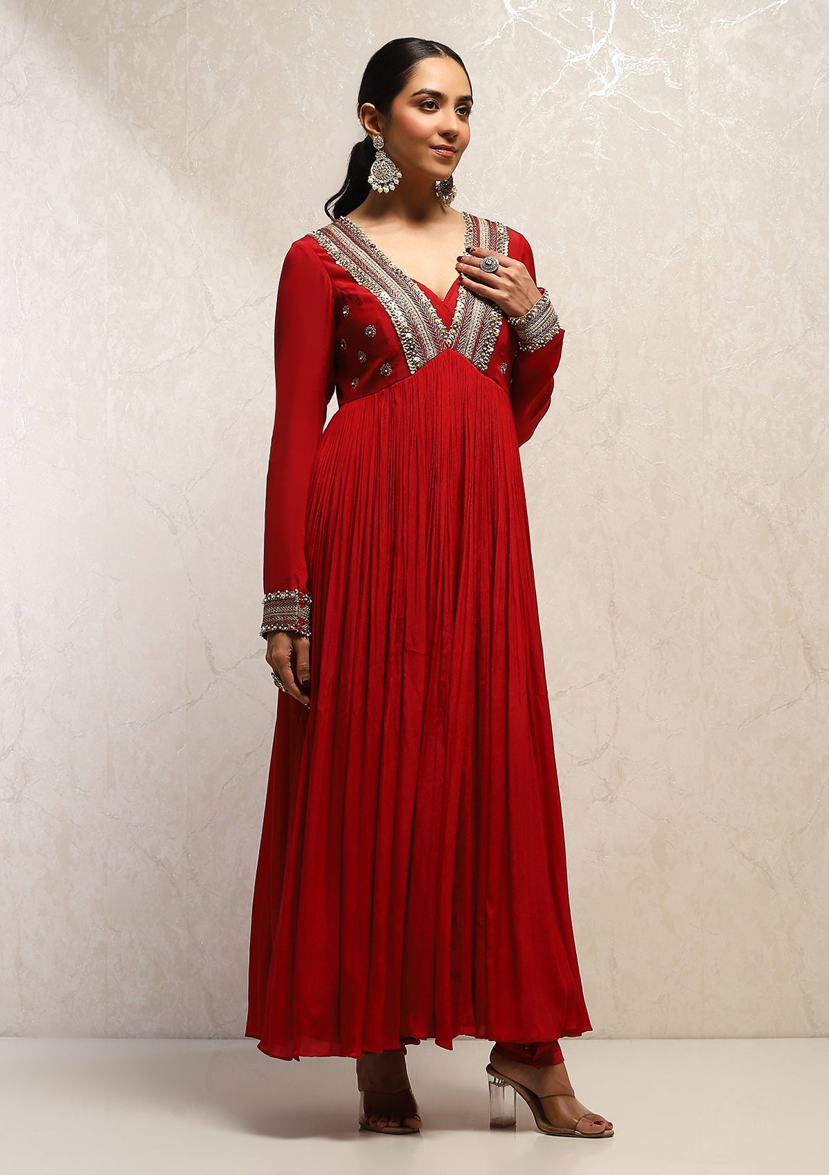 Crimson Anarkali set