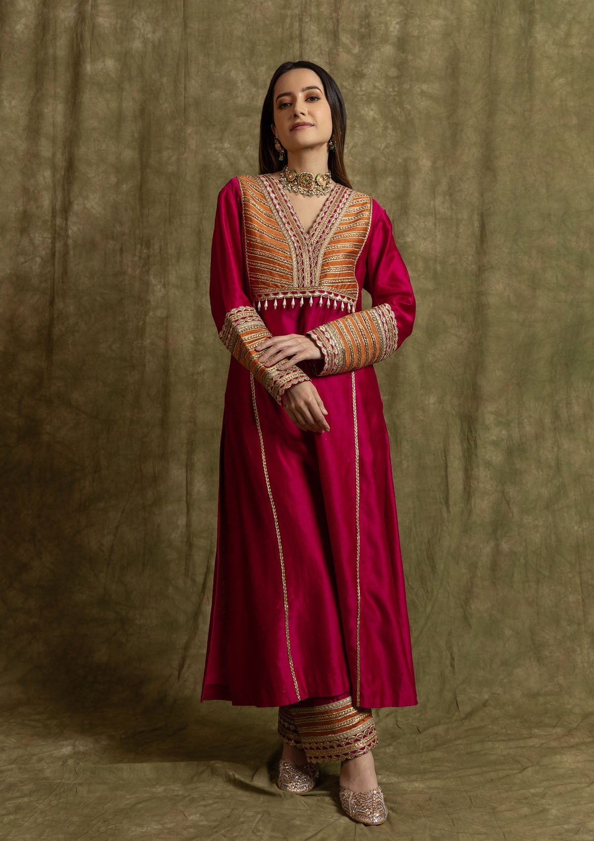 Ruby Straight Silk Kurta Set