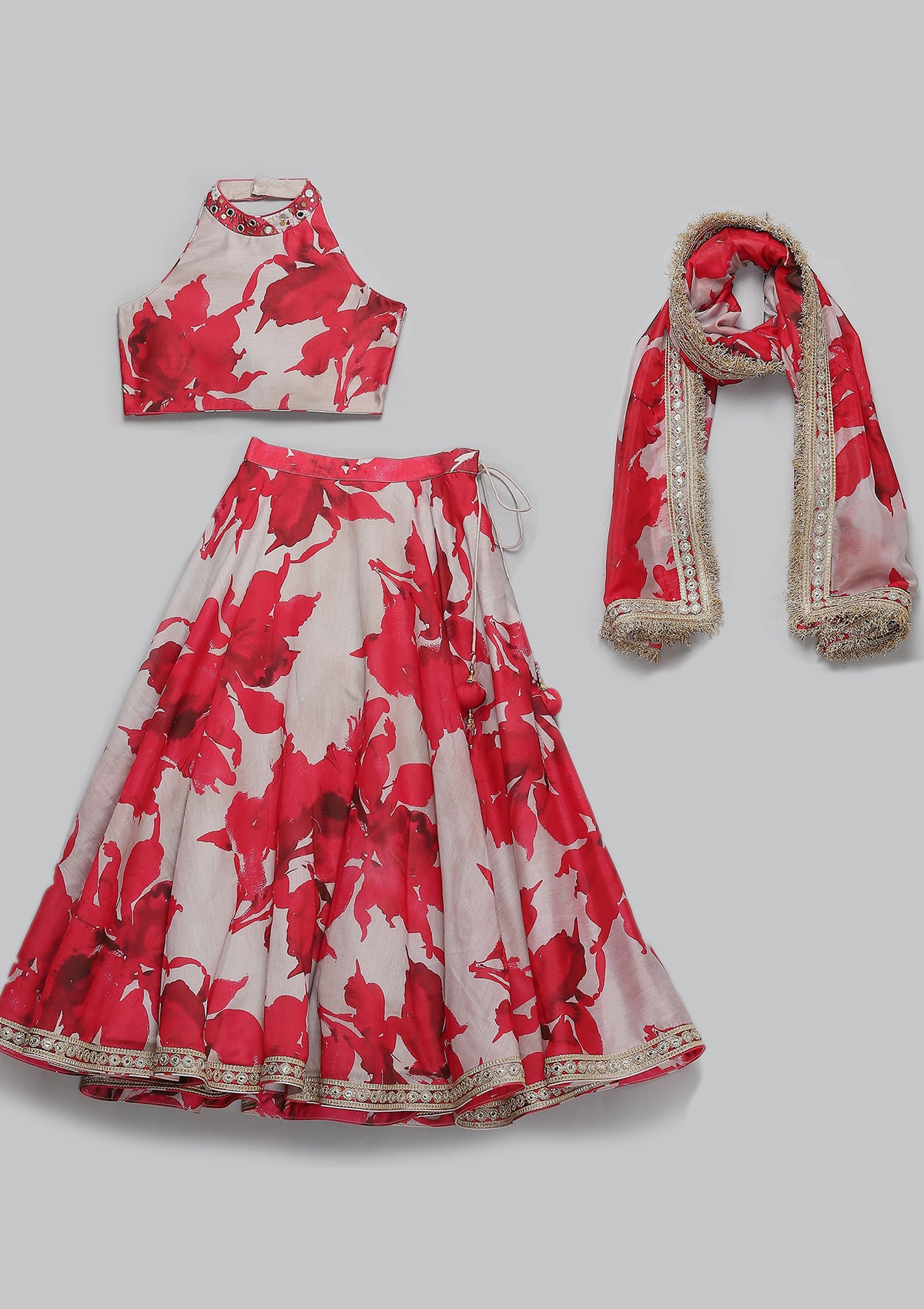 Kids Amara Halter Neck Lehenga Set