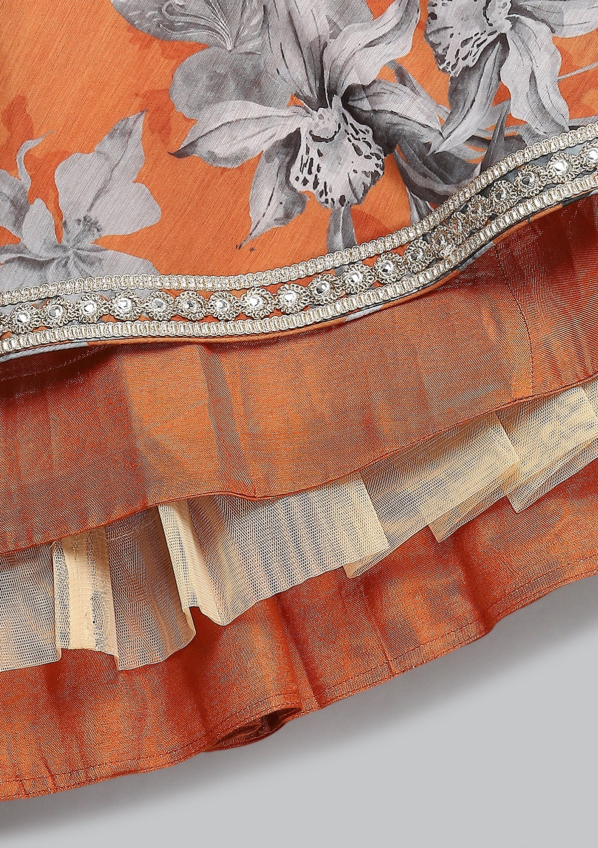 Kids Nur Saffron Lehenga Set