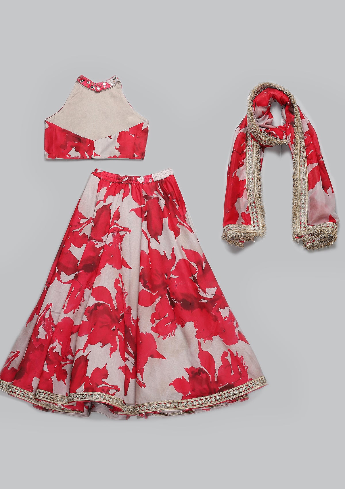 Kids Amara Halter Neck Lehenga Set