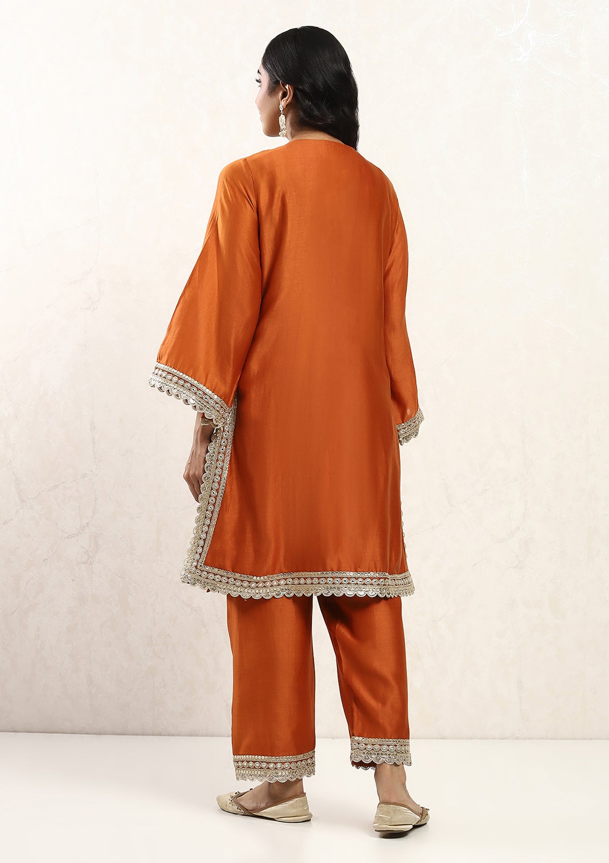 Saffron Scalloped Kurta Set