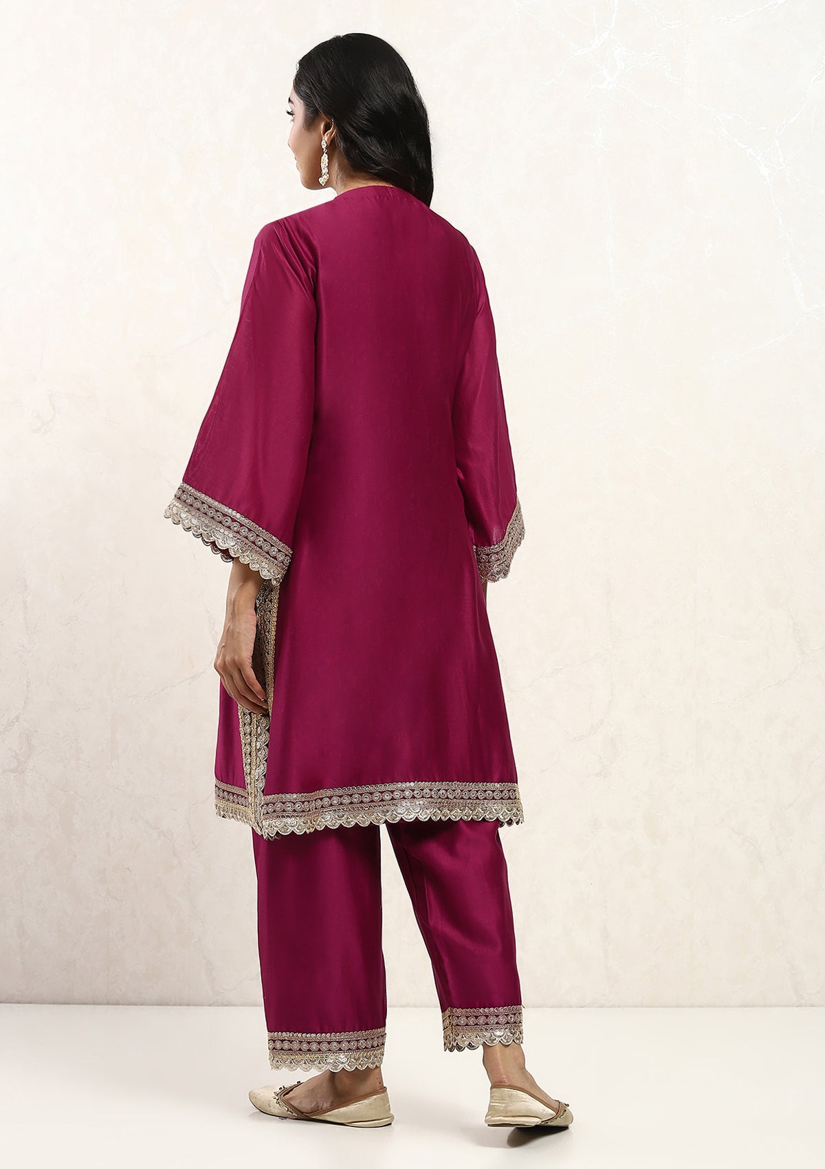 Pink Scalloped Kurta Set