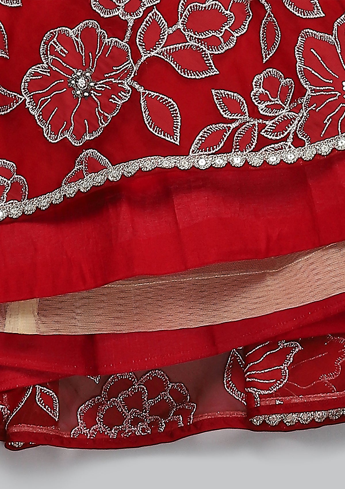 Kids Red Jaal Lehenga Set
