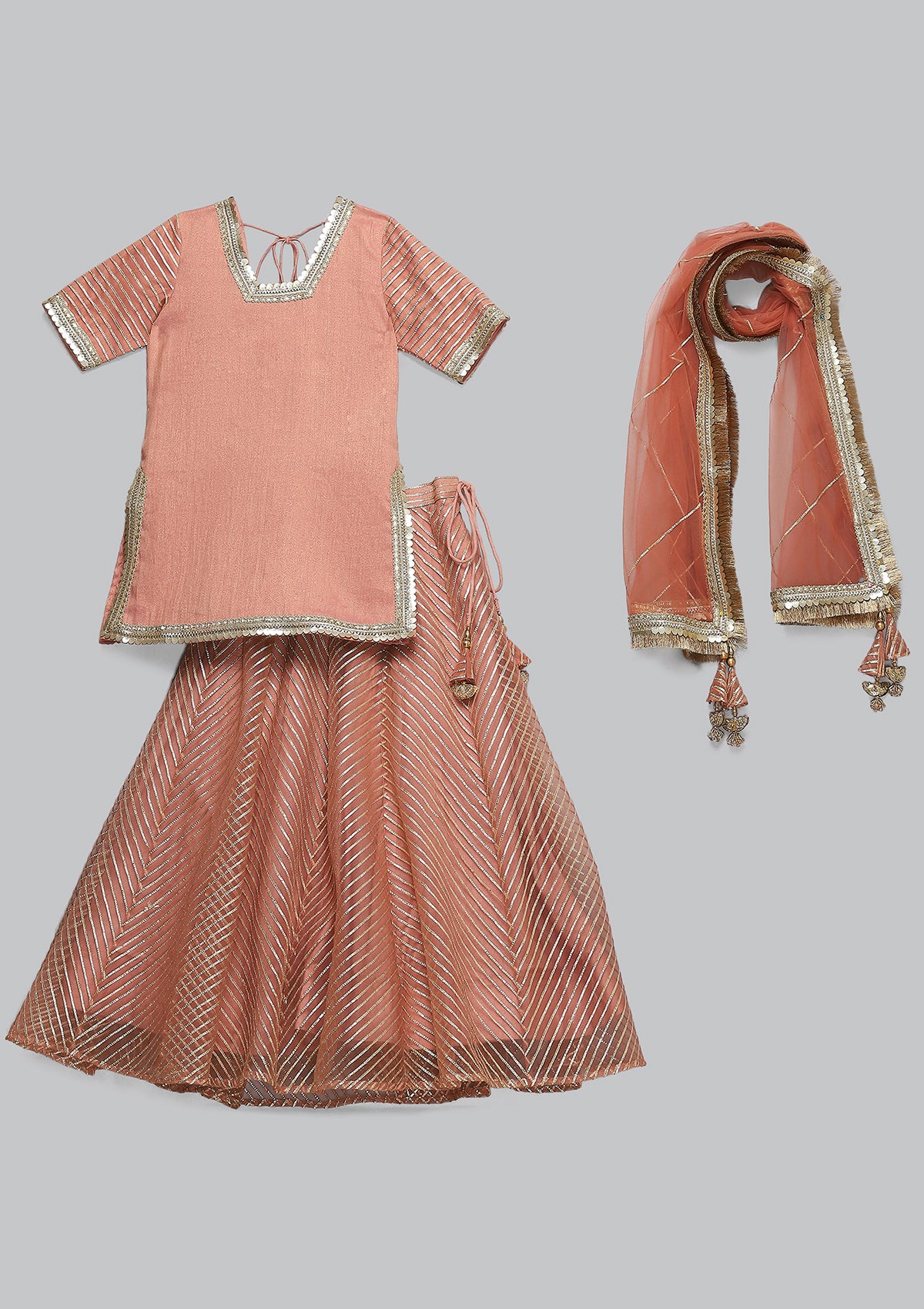 Kids Blush Gota Lehenga Set