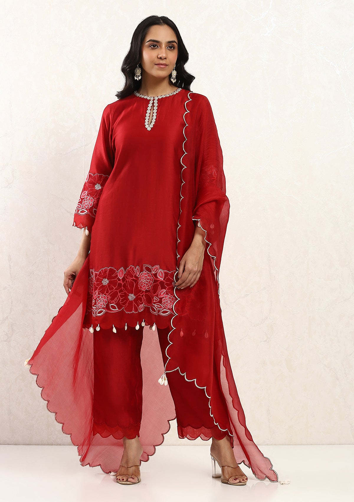 Crimson Applique Kurta Set