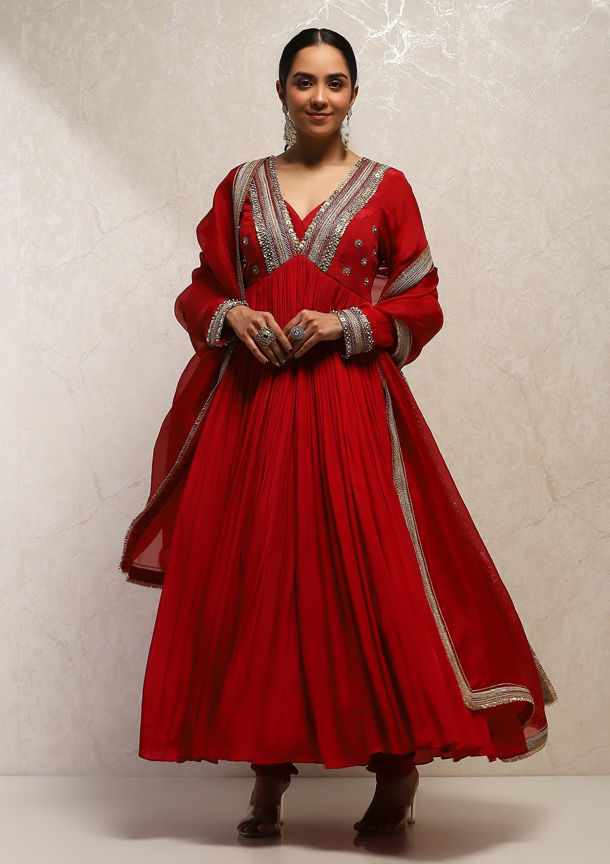 Crimson Anarkali set