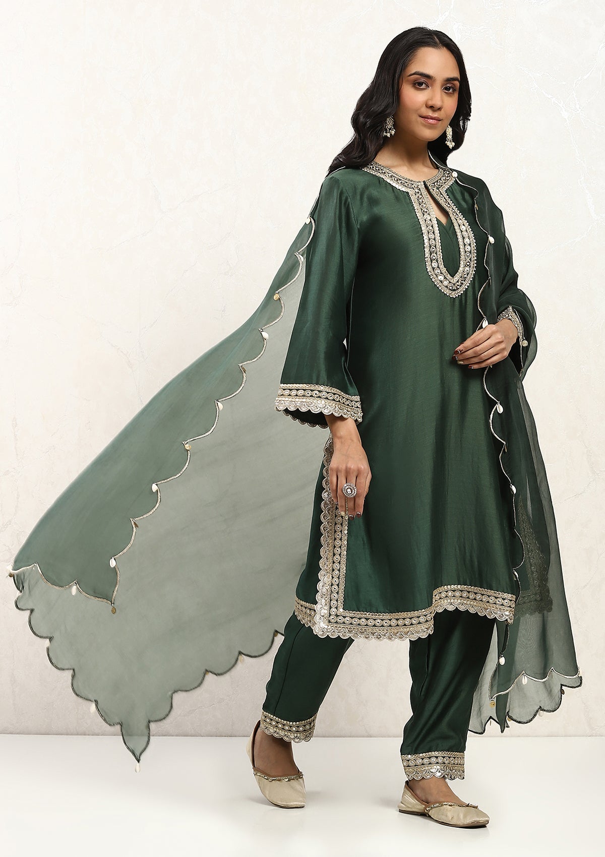 Emerald Scalloped Kurta Set