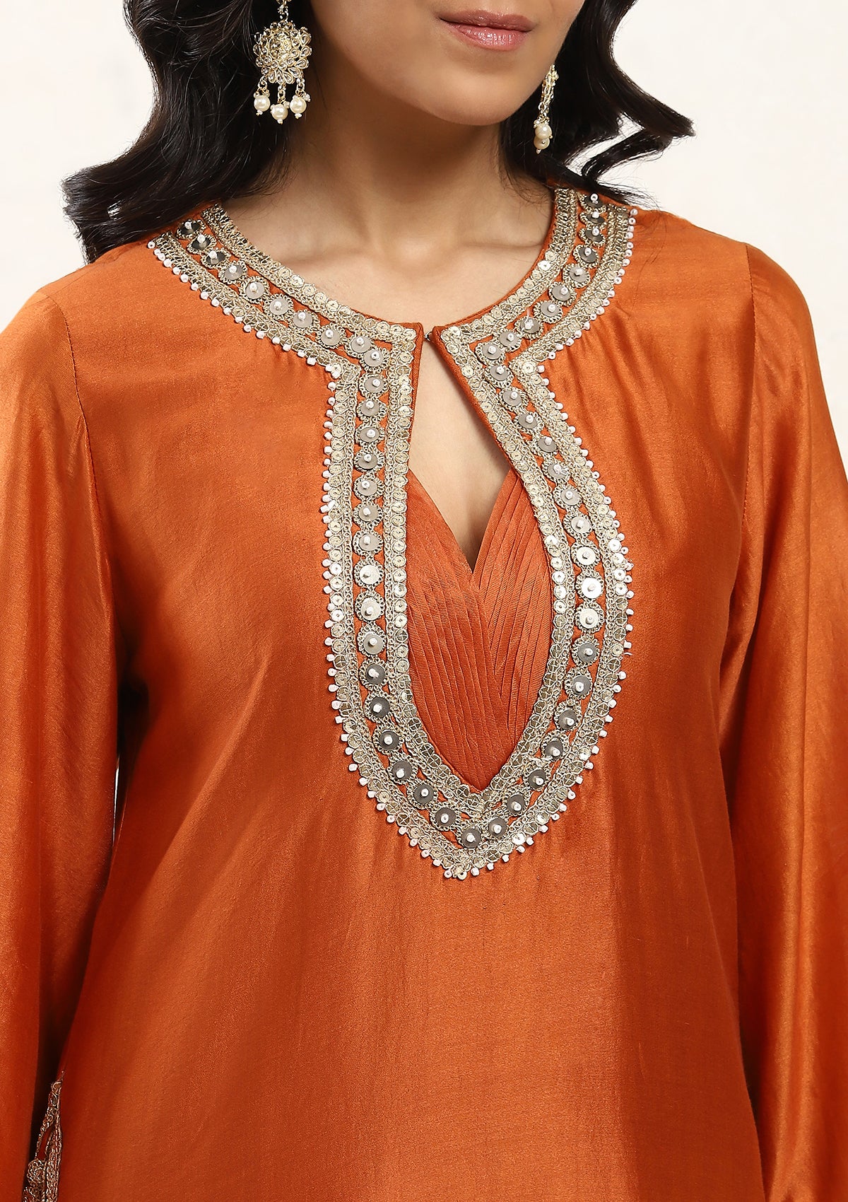 Saffron Scalloped Kurta Set