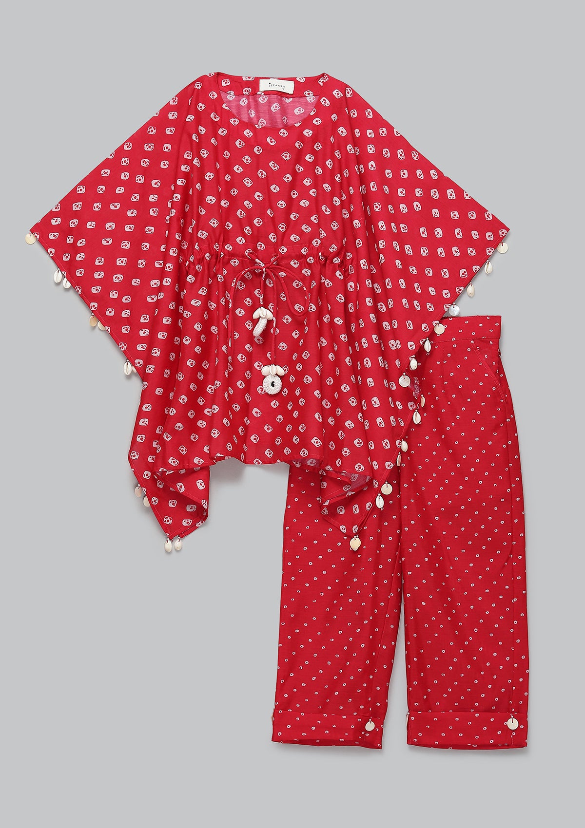 Kids Cherry Bandhani Kaftan Set